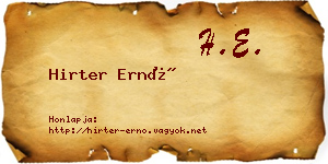 Hirter Ernő névjegykártya